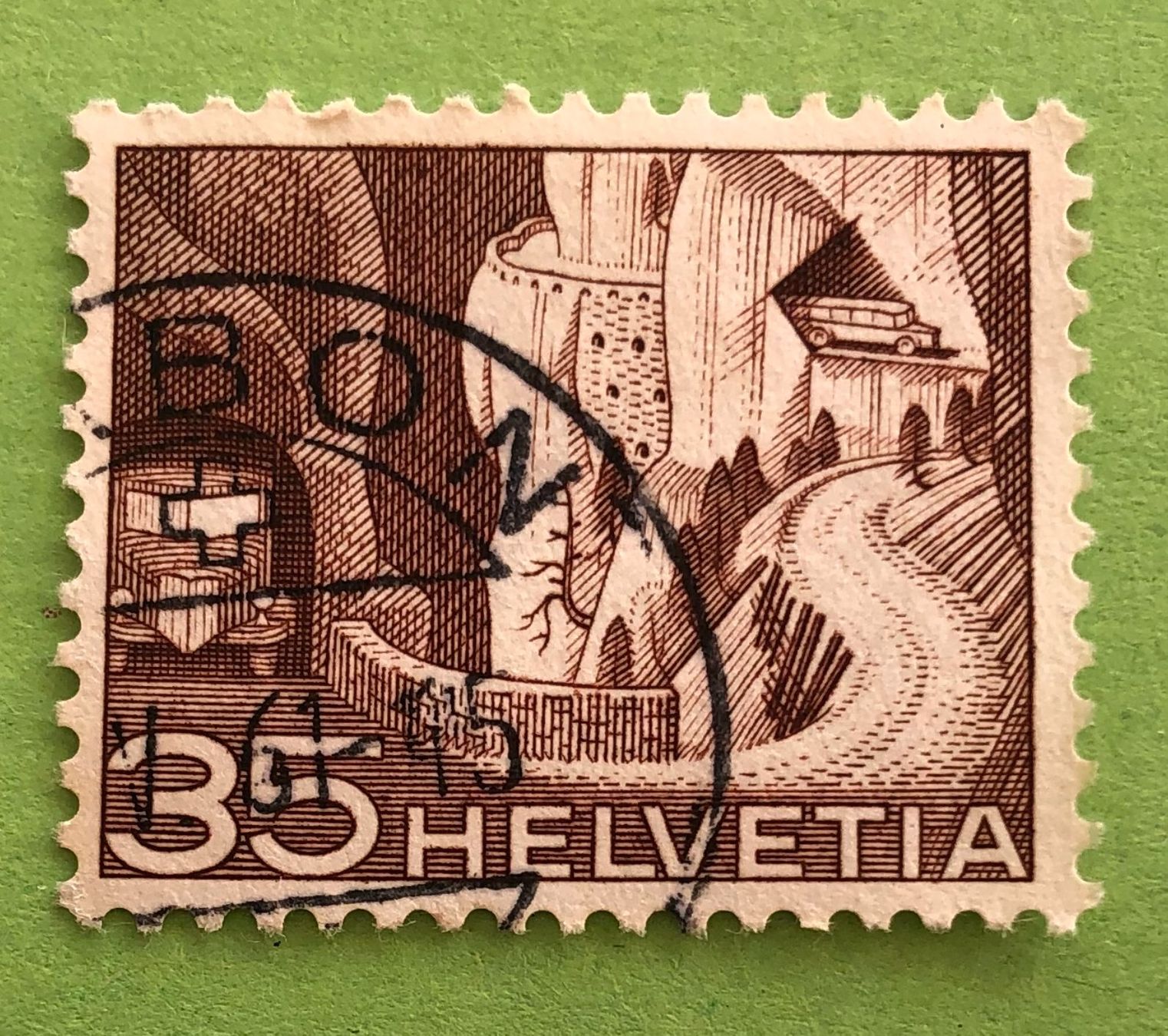 Alle Briefmarken: Nr.304 mit Stempel Alpenpoststrasse Technik und Landschaft – Gebraucht aus Aarau von Billa007