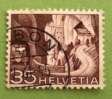 Nr.304 mit Stempel Alpenpoststrasse Technik und Landschaft