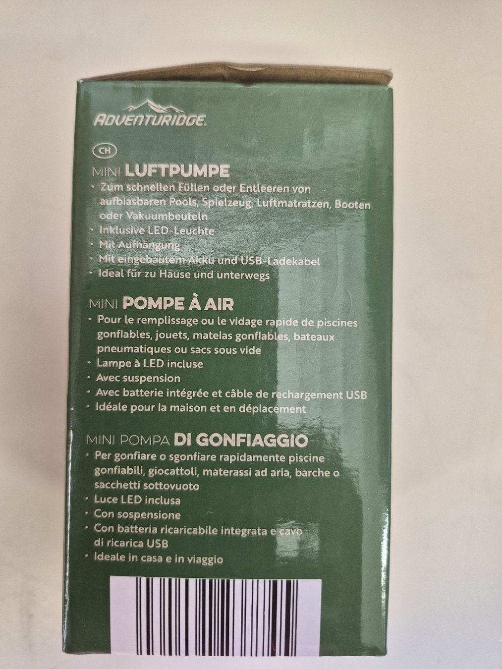 Pompe & Parti di ricambio: Mini pompe à air Adventuridge avec lampe LED intégrée – Nuovo e nell'imballaggio originale da Villars-sur-Glâne venduto da snacks01 1