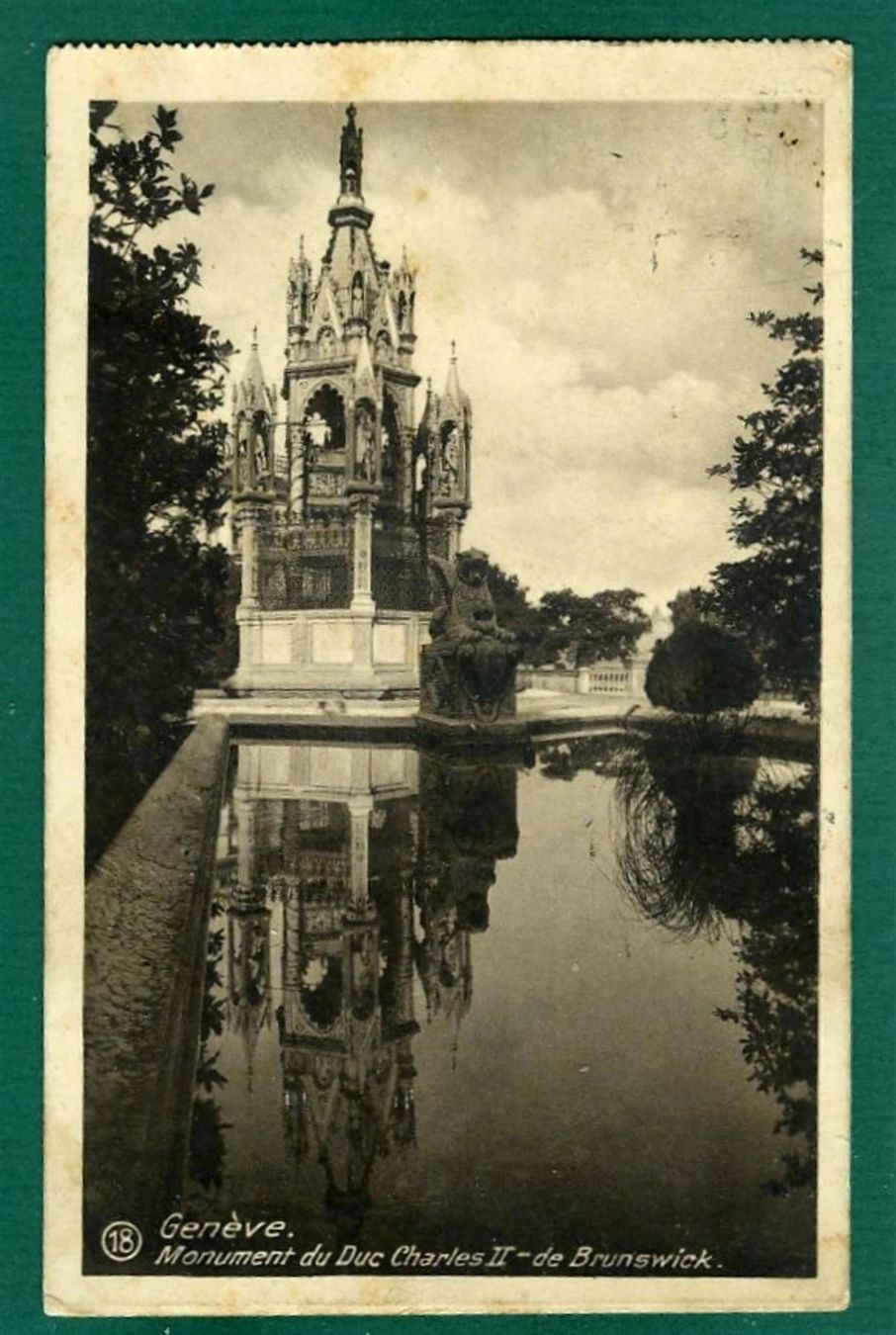 Ansichtskarten: Genève, Monument Brunswick, 1925, gelaufen – Gebraucht aus Sargans von Hausi1951
