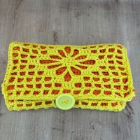 Hübsche Häkeltasche, Orange / Gelb, aufwändiges Unikat