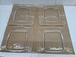 4 Stk flache Glasteller quadratisch