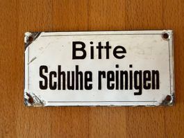 Vintage Emailschild "Bitte Schuhe reinigen", Rarität!