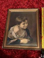 Vintage Framed Print of Smiling Boy in Antique Style🖼️