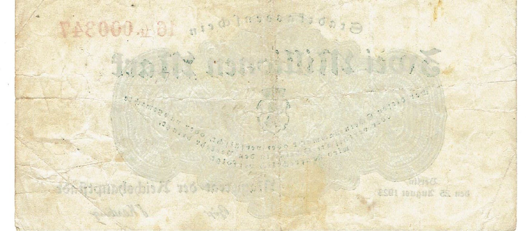 Banconote: Berlin 2 Mil.Mark 25.08.1923 SS+-SS++ – Usato da Steffisburg venduto da ber_8htf 1