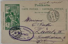 Zürich, Bäckerei, G. Würmli, 1900, Stempel