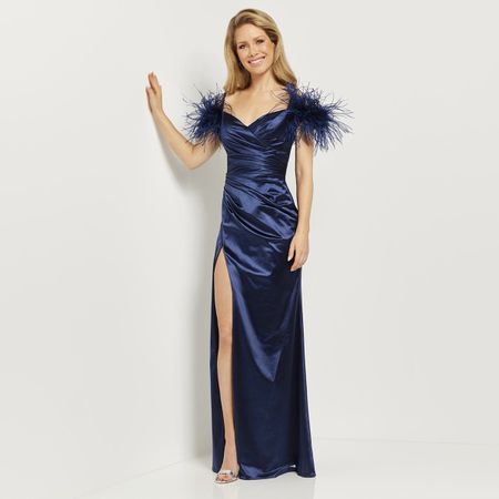 Elegantes Mitternachts Blau Abendkleid, Größe 36
