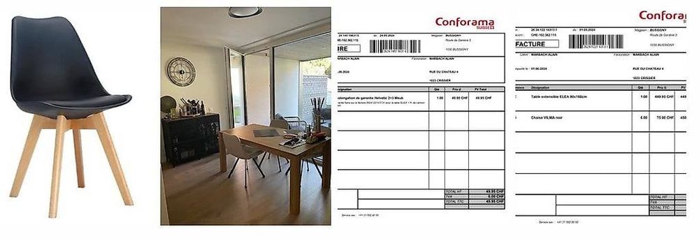 Table En Bois Avec Rabats + 4 Chaises - Lot De 5 Meubles - Très Bon état