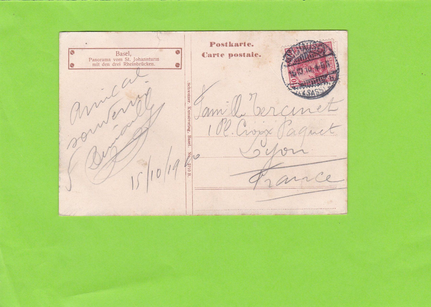 Cartoline postali: Basel-Panorama vom St. Johannturm – Usato da St. Peterzell venduto da neckertal 1