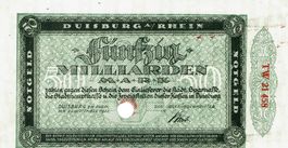Duisburg 50 Mrd.Mark Druck dunkel 02.09.1923 VZ+-VZ++