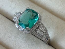 Luxus Elegante Gr.19/9 Ring Farbe: Silber / weiss