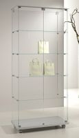 Design Glasvitrine, ESG Glas, Silber (B.80cmxT.40cmxH.180cm)