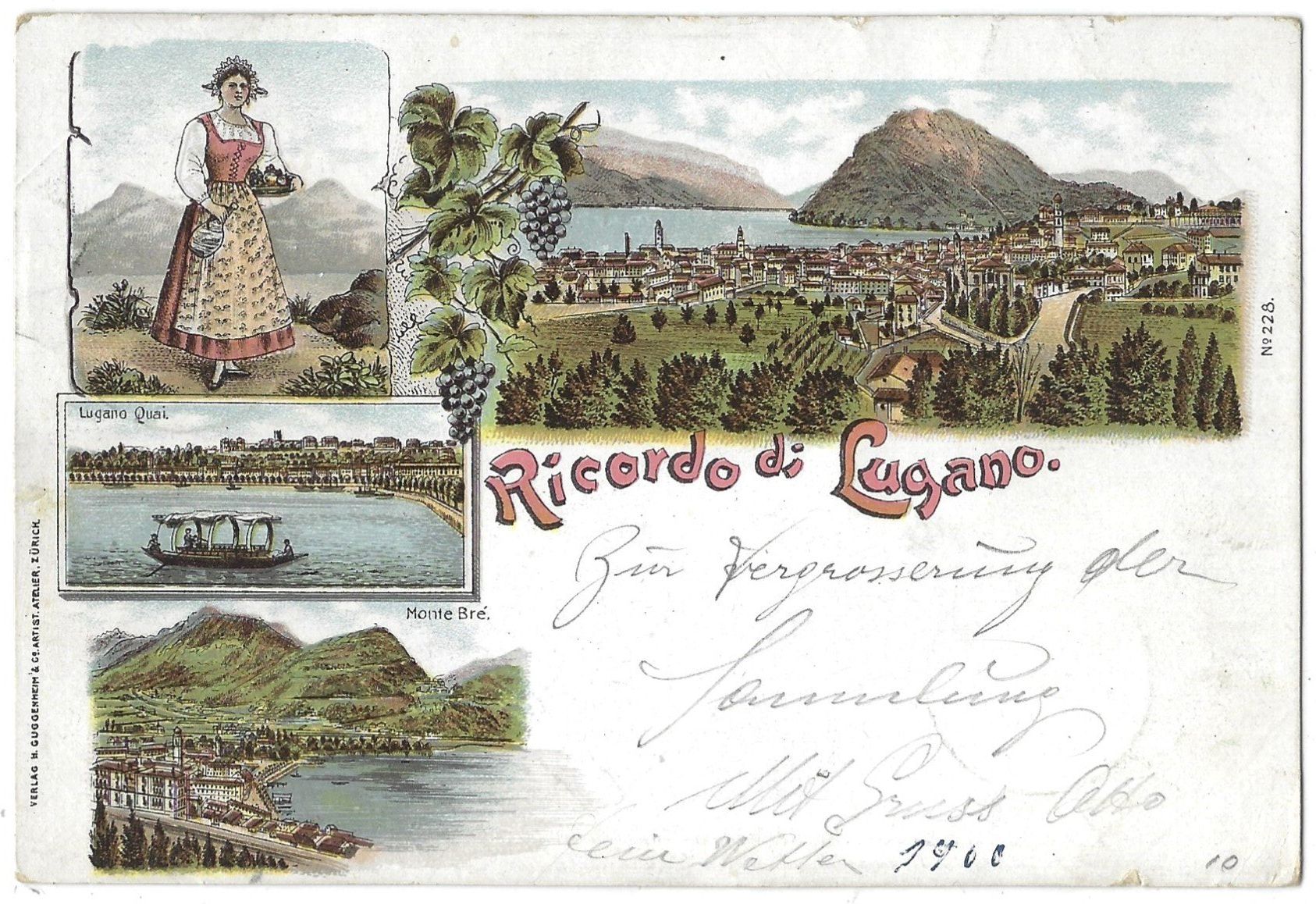 Ansichtskarten: Ricordo  di  Lugano. – Gebraucht aus Bütschwil von Jackson1A