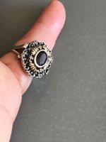 XXL antik GRANAT Silber Gold Ring Rg52 wunderschön