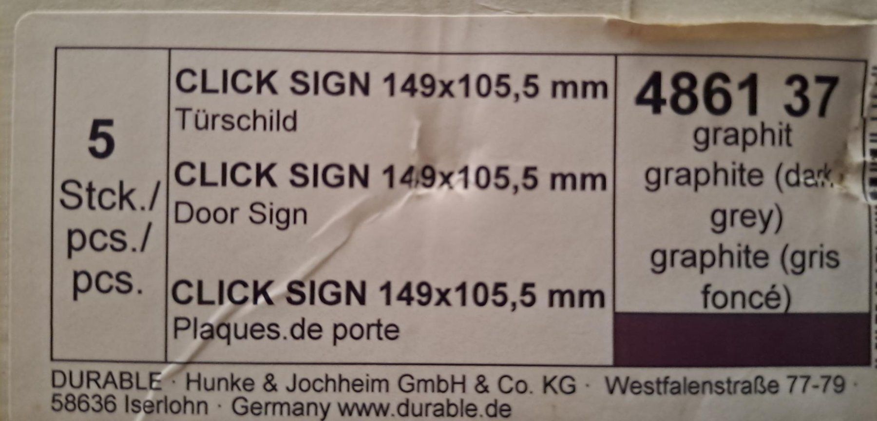 Ecriteaux: Durable Türschild Click Sign – Neuf avec emballage d'origine à Mellingen par Tira86 1