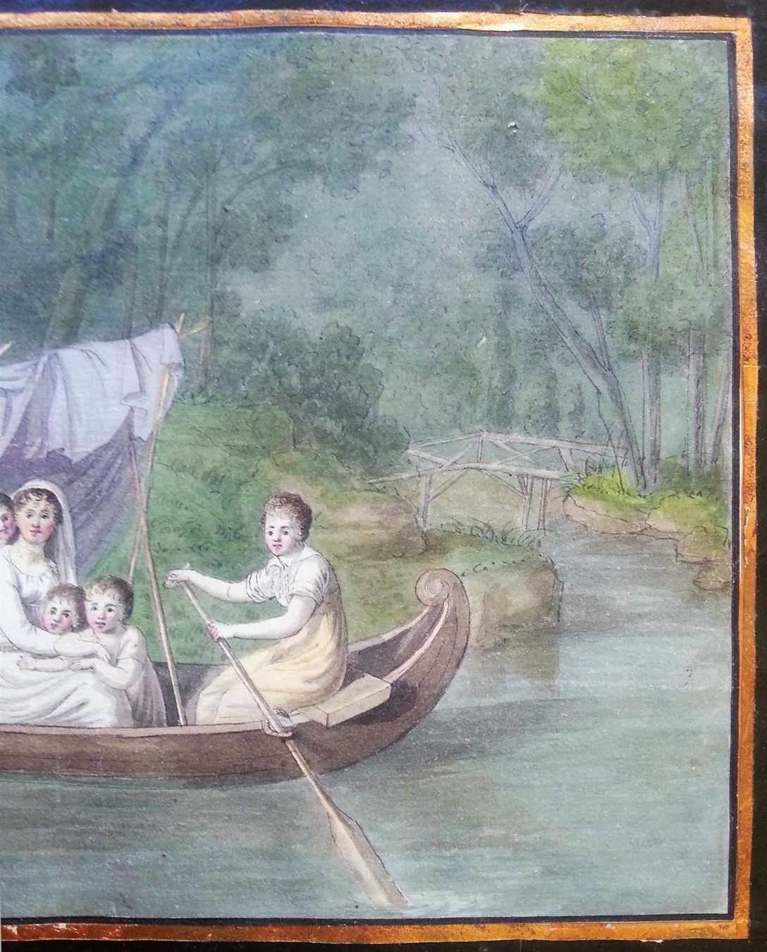 Dipinti: Bild Gemälde Aquarell: Mutter mit Kindern, um 1850 – Usato da Oberriet SG venduto da ganesh435 4
