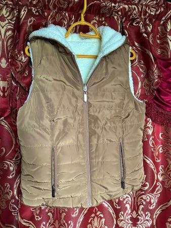 Vegan: neu, Gilet, Weste, S/M, braun, Kunstfell beige