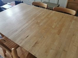 Massiver Birken-Esstisch ausziehbar 150 bis 190 cm