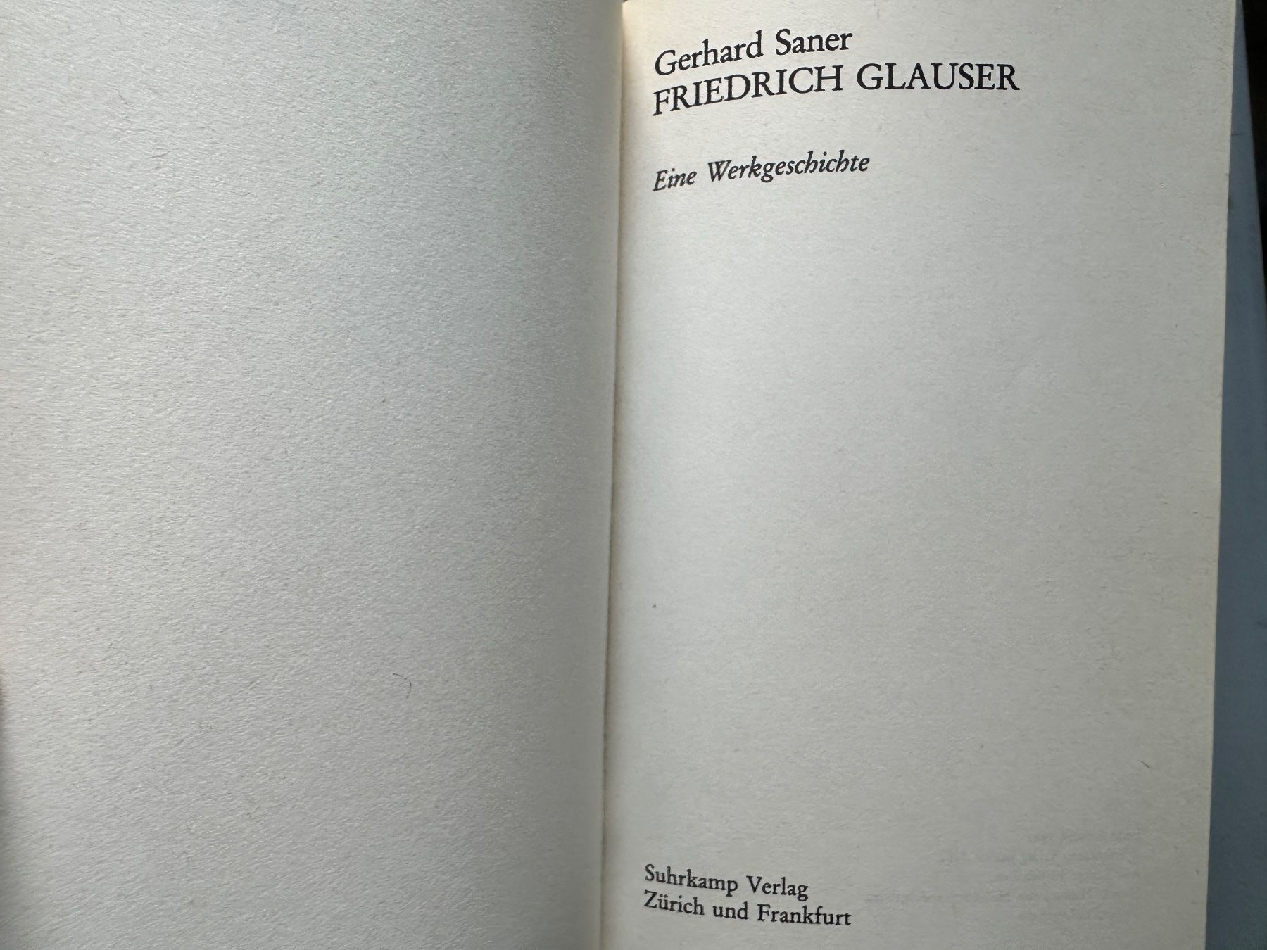Libri: Gerhard Saner: Friedrich Glauser. Eine Biographie. – Usato da Zürich venduto da allp 2