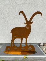 Edelrost Steinbock mit Gesicht, Rostdeko,Gartendeko,Rosttier