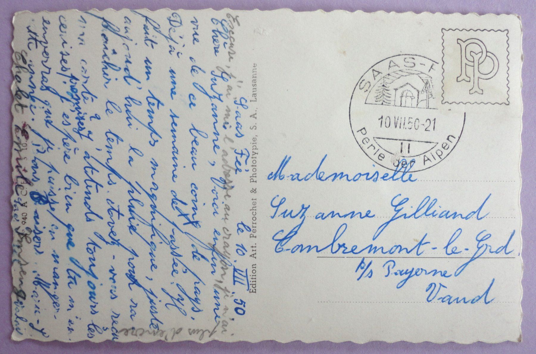 Cartoline postali: Saas Fee und Fletschhorn – Difettoso da Fétigny venduto da Billy2miny 1