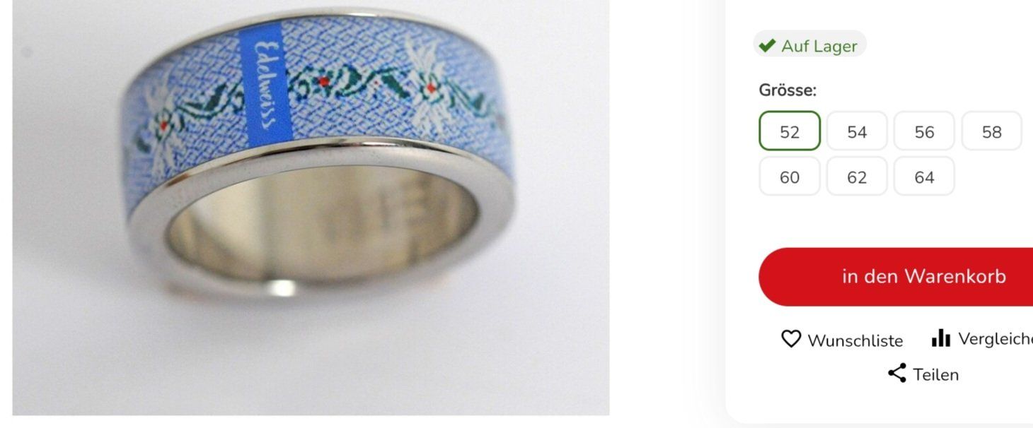 Anelli: Edelweiss Ring – Nuovo e nell'imballaggio originale da Engelberg venduto da rib_w8wj 1
