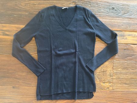Wollpullover von Hemisphere mit V-Ausschnitt, Navy, Gr. 40