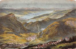 Vogelschau-AK: Vallorbe, Lac de Joux, circulée 1910