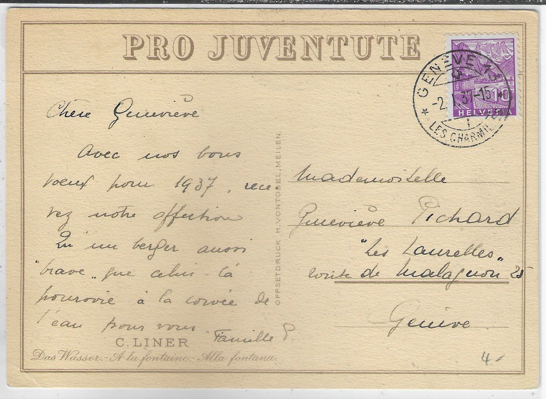 Cartoline postali: Pro Juventute - Das Wasser - C. Liner – Usato da Ettingen venduto da Kartenplanet 1
