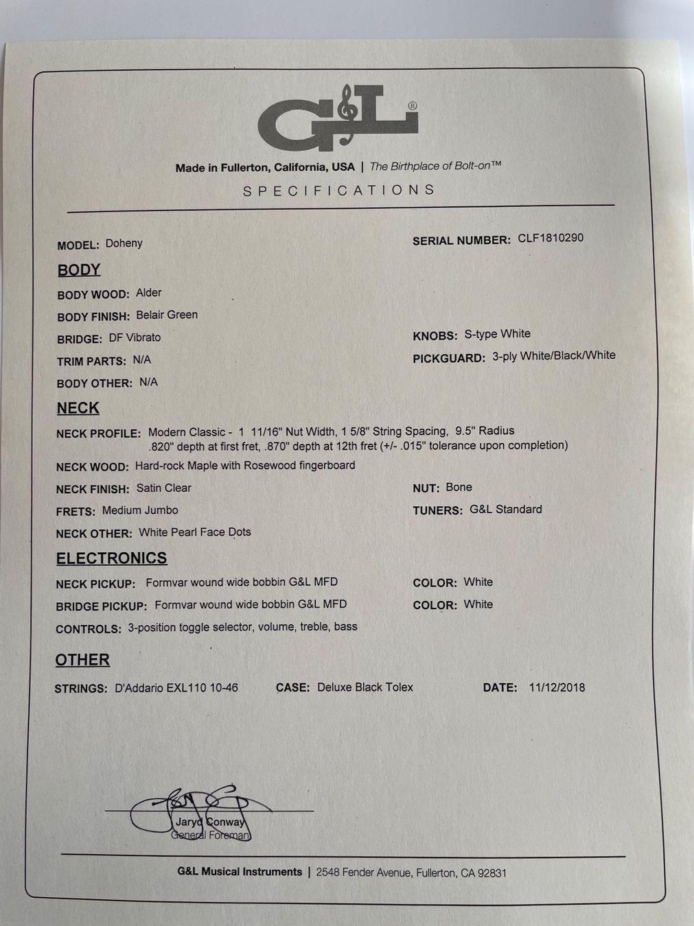 Strumenti musicali: G&L Doheny  USA E-Gitarre – Nuovo (secondo la descrizione) da Schaffhausen venduto da outlet-music 5