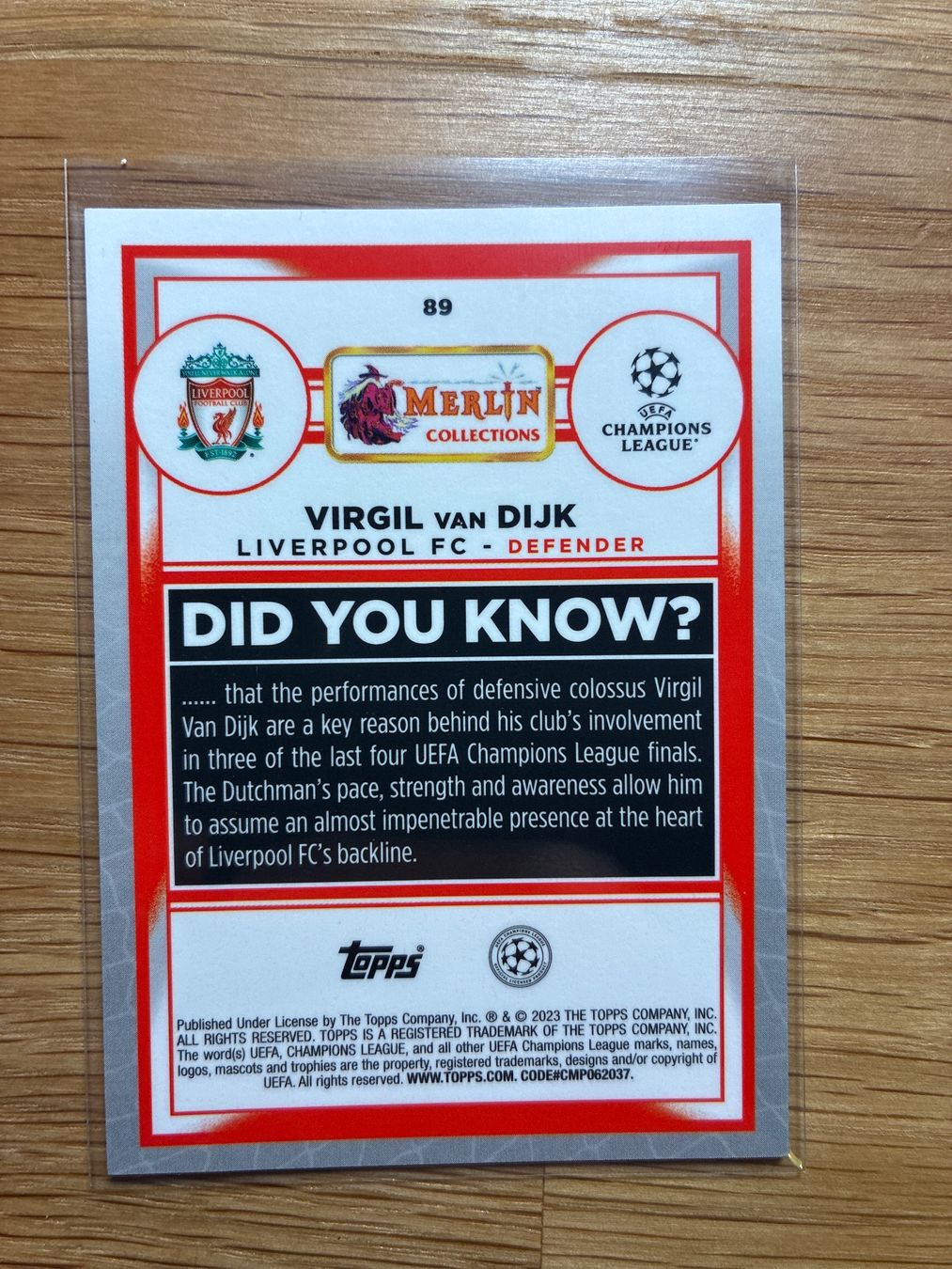 Panini Carte collezionabili: Topps Chrome Merlin Virgil van Dijk Liverpool /150 – Usato da Wangenried venduto da Garagara 1