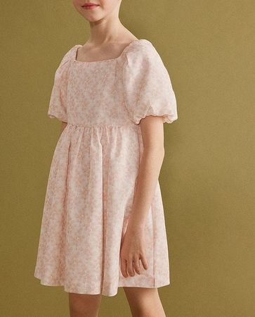 Neues Kleid Puffärmel rosa Blumenmuster Gr. 10 Jahre