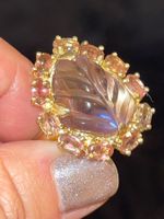 🪅Carved Amethyst & Tourmalines SS925 14k Gold Vermeil Ring✨