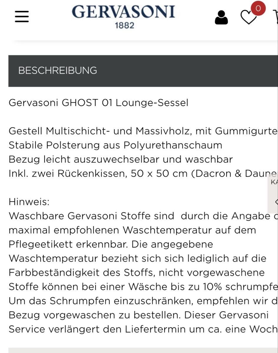 Gervasoni Fauteuils: GERVASONI GHOST SESSEL – Neuf (Voir description) à Erlenbach ZH par Xe01 4