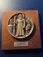 St. Bernhard Schutzpatron Plakette Holz Bergsteiger Ski