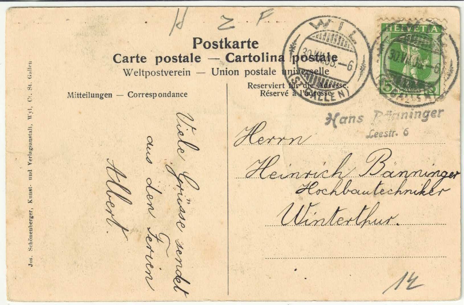 Cartoline postali: Wil SG - Hauptansicht – Usato da Ettingen venduto da Kartenplanet 1