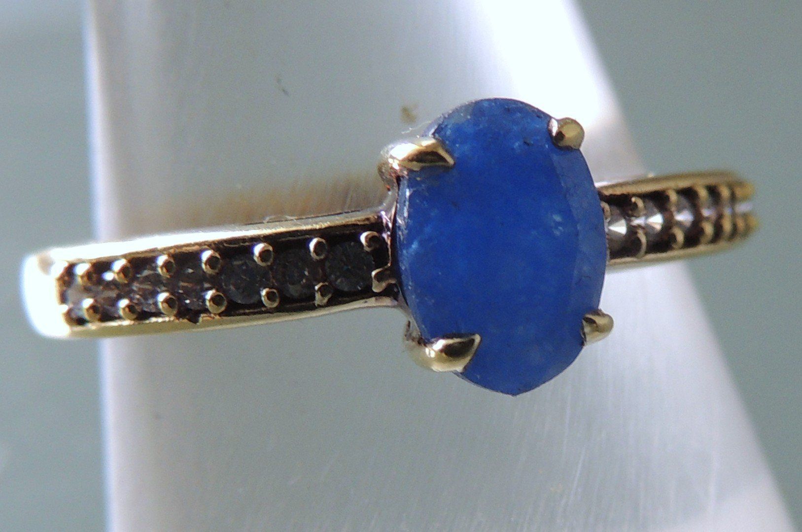 Ringe: Vergoldeter Silber 925 Fingerring blauer Quarz  Gr. 56 – Gebraucht aus Waldenburg von schaller707