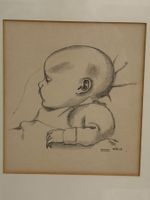 Vintage Baby Skizze Portrait - Signierte Original Kunst 1923