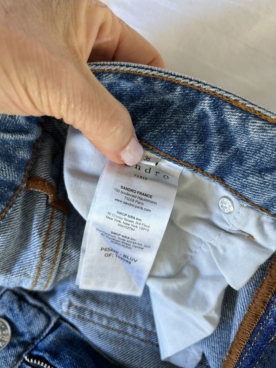 Sandro Jeans: Jeans Sandro coupe large taille 36 bleu clair usé – Usato da Lully VD venduto da Garance040 5