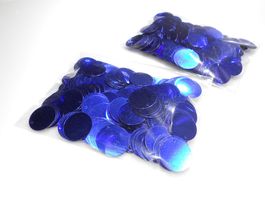 Pailletten rund blau, 2 cm, 1 mm Loch, 25 gr. Paket.
