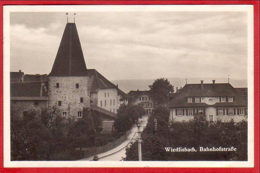 Ansichtskarten: WIEDLISBACH, BAHNHOFSTRASSE – Gebraucht aus Grüningen von Kartenlaube