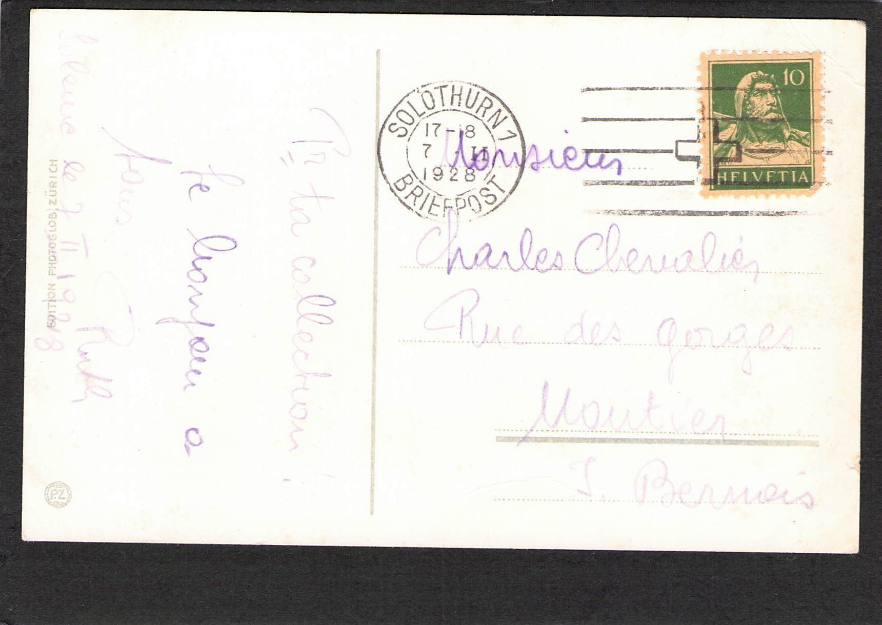 Ansichtskarten: AK× SO Solothurn , Das Baslertor , 1928 – Gebraucht aus Reichenburg von Pipo-67 1