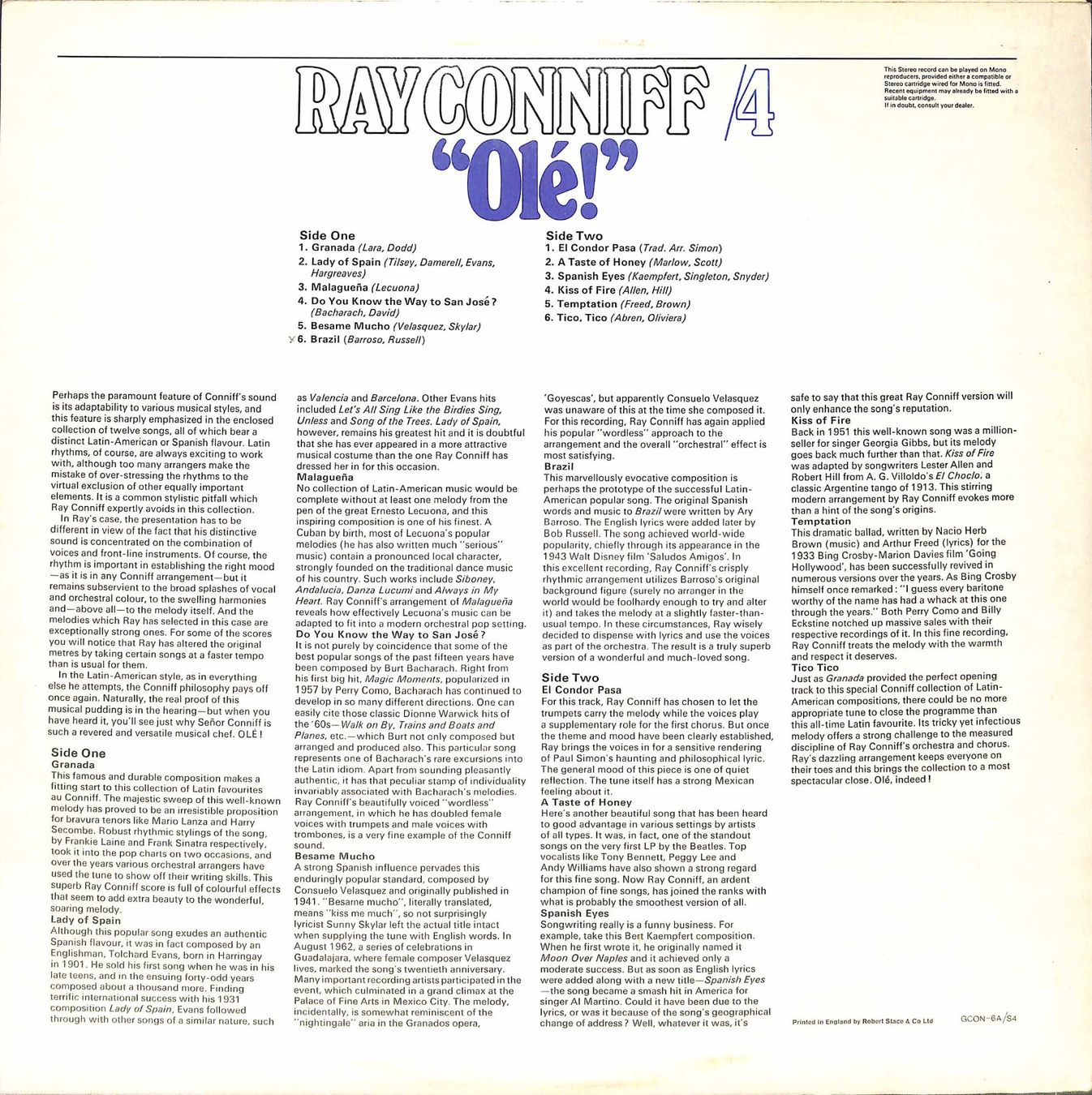 Vinyles: LP Ray Conniff /4 - "Olé!" – D'occasion à Trimmis par Beax72 1
