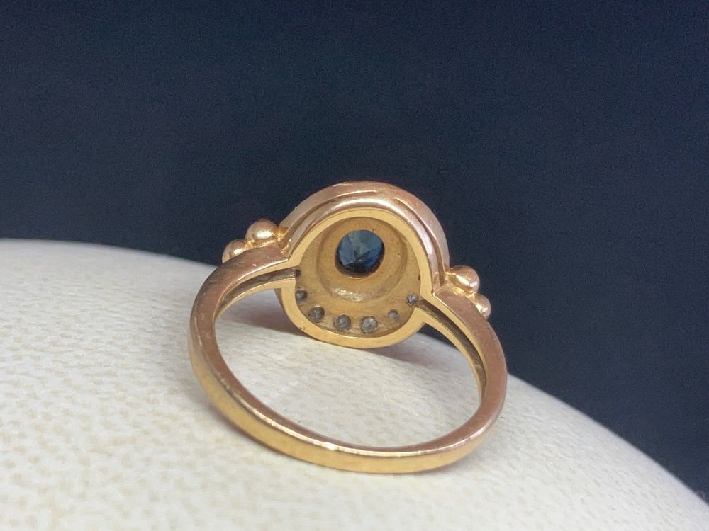 Alliance Ancienne En Or 18K Jaune Avec Diamant Solitaire - Taille 53 - Occasion
