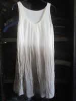 Long top-tunique en soie, dégradé blanc-taupe M