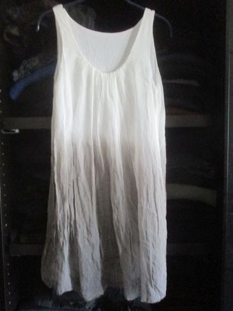 Long top-tunique en soie, dégradé blanc-taupe M