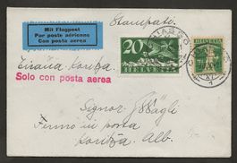 Flugpost Schweiz 1930 Genua Rom Koritza Albanien Luftpost