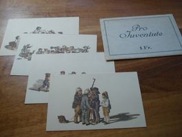 Juventute 1917, 4 Karten G. Mind, ungelaufen, in O-Umschlag