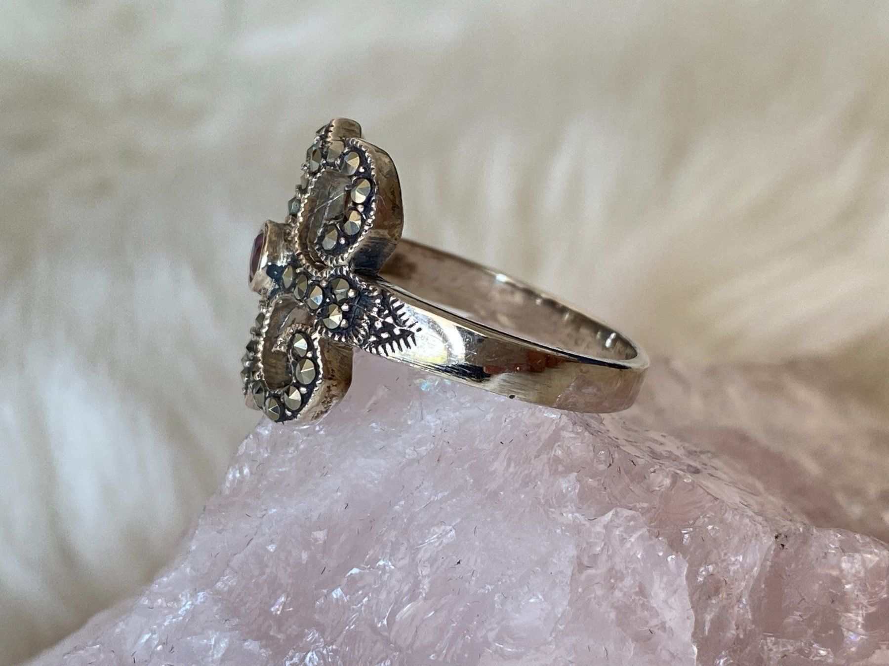 Anelli: Ring Silber 925 mit rotem Stein – Usato da Istighofen venduto da Ringparadies 1