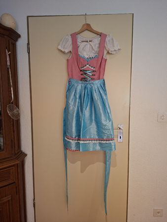Alpenfee Dirndl Gr. 32 rosa/türkis inkl. Bluse & Schürze